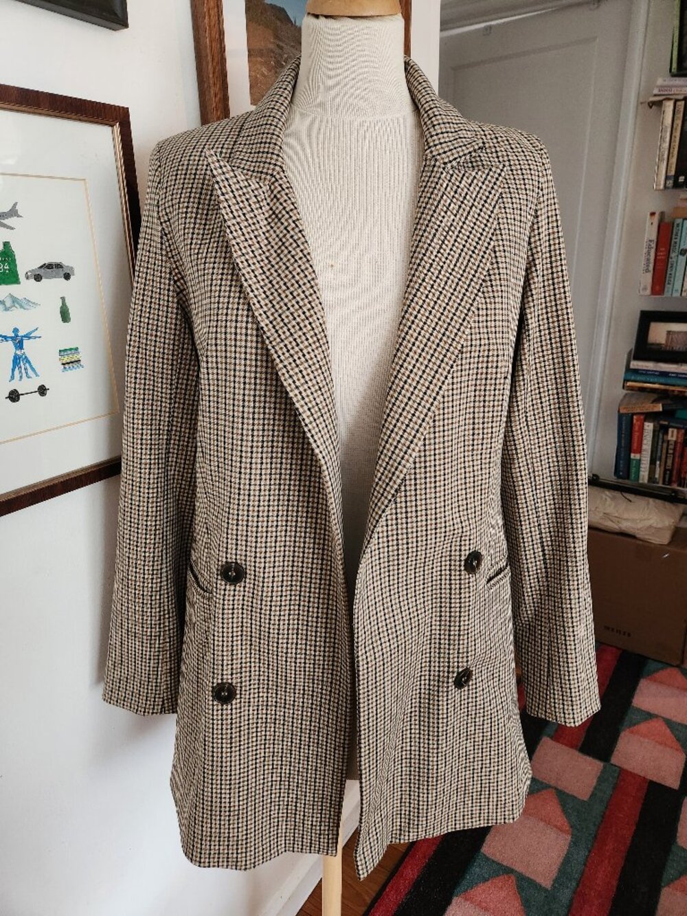 Rachel Zoe Houndstooth Black/Brown Blazer Women M